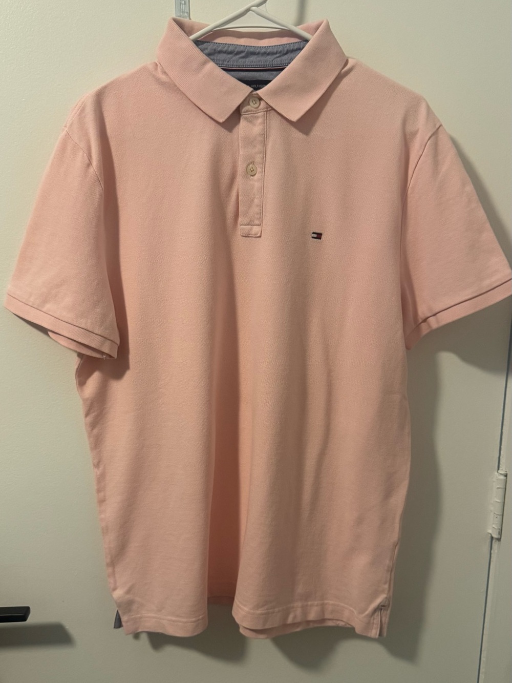 Tommy Hilfiger Men's Pique 100% Cotton Polo Shirt  Pink  L